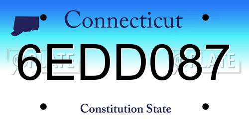6EDD087 Connecticut License Plate