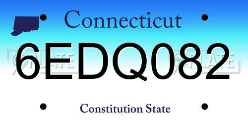 6EDQ082 Connecticut License Plate