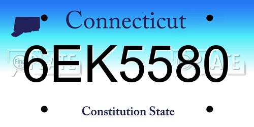 6EK5580 Connecticut License Plate