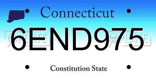 6END975 Connecticut License Plate