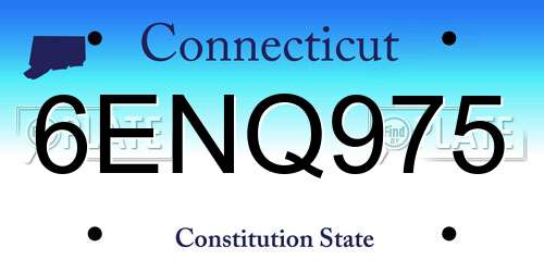 6ENQ975 Connecticut License Plate