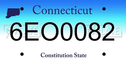 6EO0082 Connecticut License Plate
