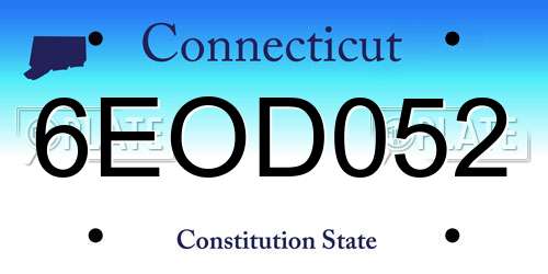6EOD052 Connecticut License Plate