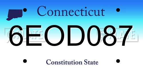 6EOD087 Connecticut License Plate