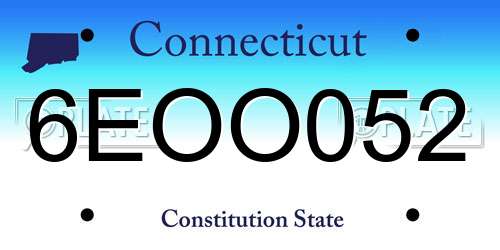 6EOO052 Connecticut License Plate