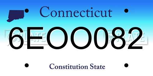 6EOO082 Connecticut License Plate