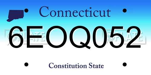 6EOQ052 Connecticut License Plate