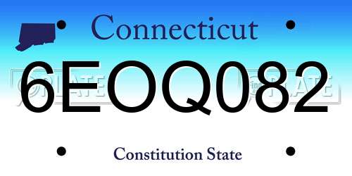 6EOQ082 Connecticut License Plate