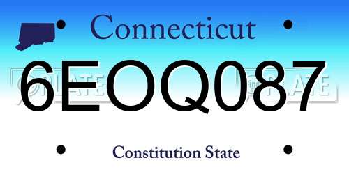 6EOQ087 Connecticut License Plate