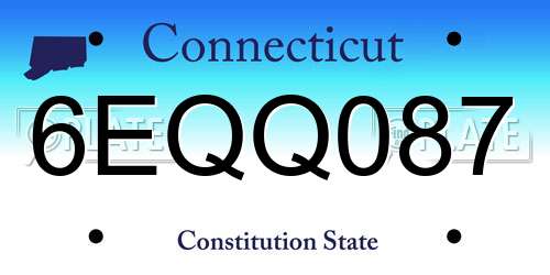 6EQQ087 Connecticut License Plate