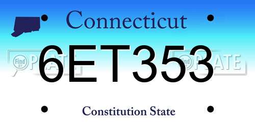 6ET353 Connecticut License Plate