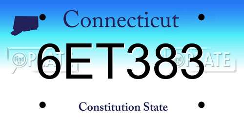 6ET383 Connecticut License Plate