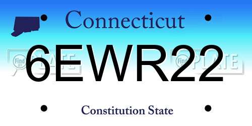6EWR22 Connecticut License Plate