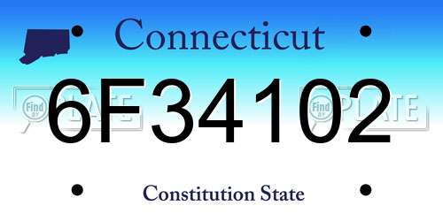 6F34102 Connecticut License Plate