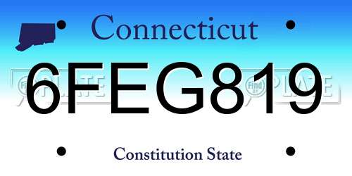 6FEG819 Connecticut License Plate