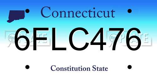 6FLC476 Connecticut License Plate