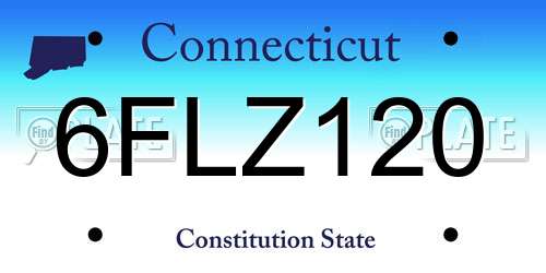 6FLZ120 Connecticut License Plate