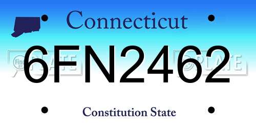 6FN2462 Connecticut License Plate