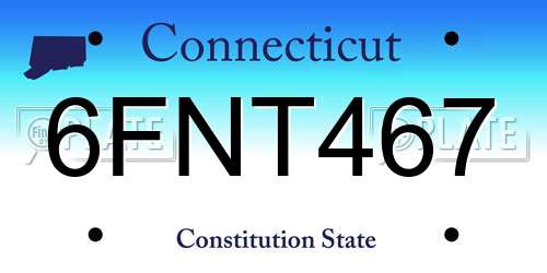 6FNT467 Connecticut License Plate
