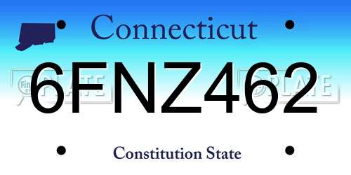 6FNZ462 Connecticut License Plate