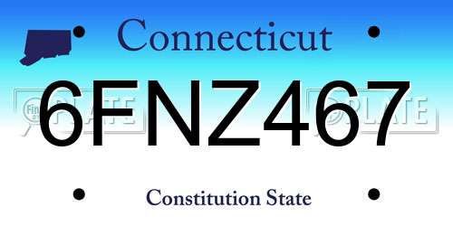 6FNZ467 Connecticut License Plate
