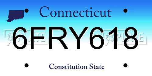 6FRY618 Connecticut License Plate