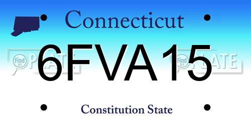6FVA15 Connecticut License Plate