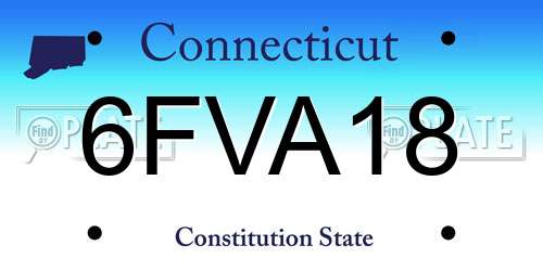 6FVA18 Connecticut License Plate