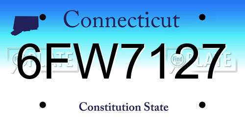 6FW7127 Connecticut License Plate