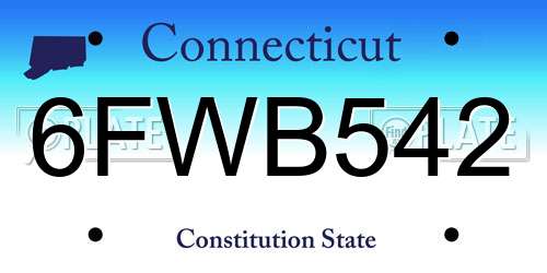 6FWB542 Connecticut License Plate