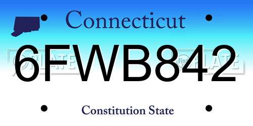 6FWB842 Connecticut License Plate