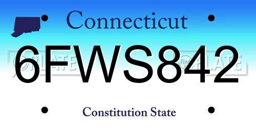 6FWS842 Connecticut License Plate