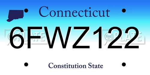 6FWZ122 Connecticut License Plate