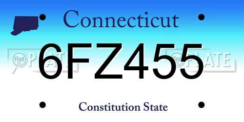 6FZ455 Connecticut License Plate
