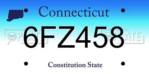 6FZ458 Connecticut License Plate