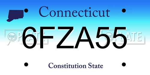 6FZA55 Connecticut License Plate
