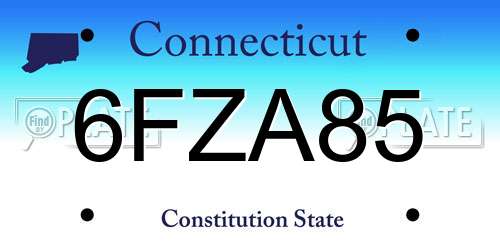 6FZA85 Connecticut License Plate