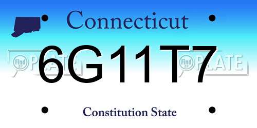 6G11T7 Connecticut License Plate