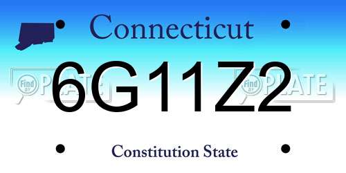6G11Z2 Connecticut License Plate