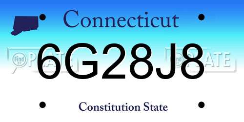 6G28J8 Connecticut License Plate