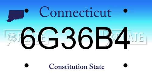 6G36B4 Connecticut License Plate