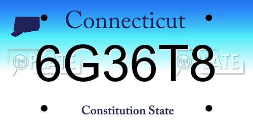 6G36T8 Connecticut License Plate