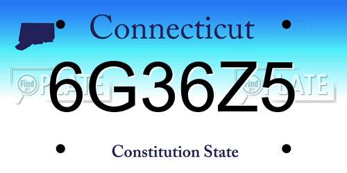 6G36Z5 Connecticut License Plate