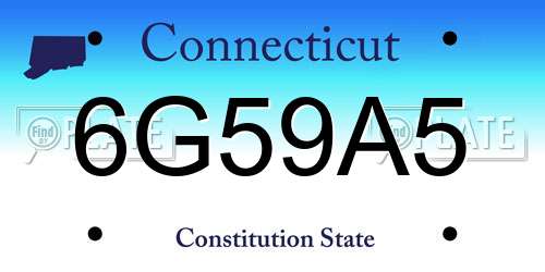 6G59A5 Connecticut License Plate