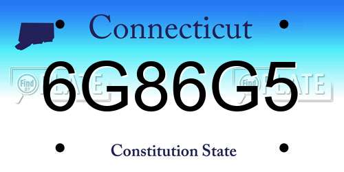 6G86G5 Connecticut License Plate
