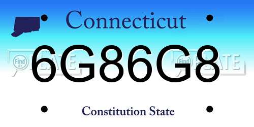 6G86G8 Connecticut License Plate
