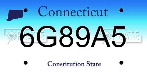 6G89A5 Connecticut License Plate
