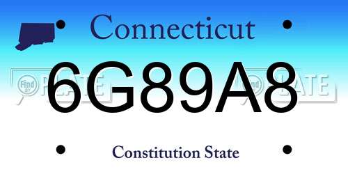 6G89A8 Connecticut License Plate