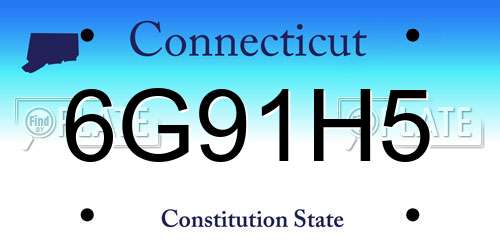 6G91H5 Connecticut License Plate