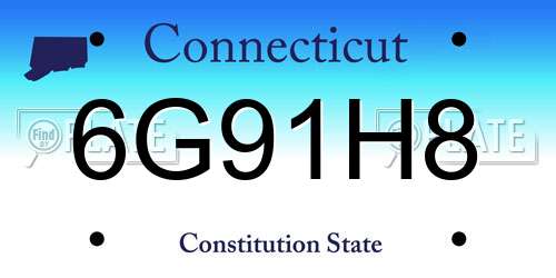 6G91H8 Connecticut License Plate